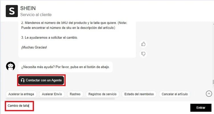 Cómo hacer un cambio de talla en SHEIN 